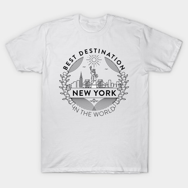 New York Minimal Badge Design T-Shirt by kursatunsal